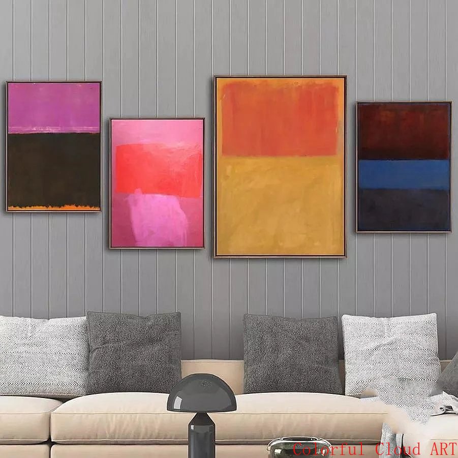 Mark Rothko Poster Classic Abstract Works Orange Red Yellow Blue Canvas Painting Wall Art Picture for Living Room Home Decor