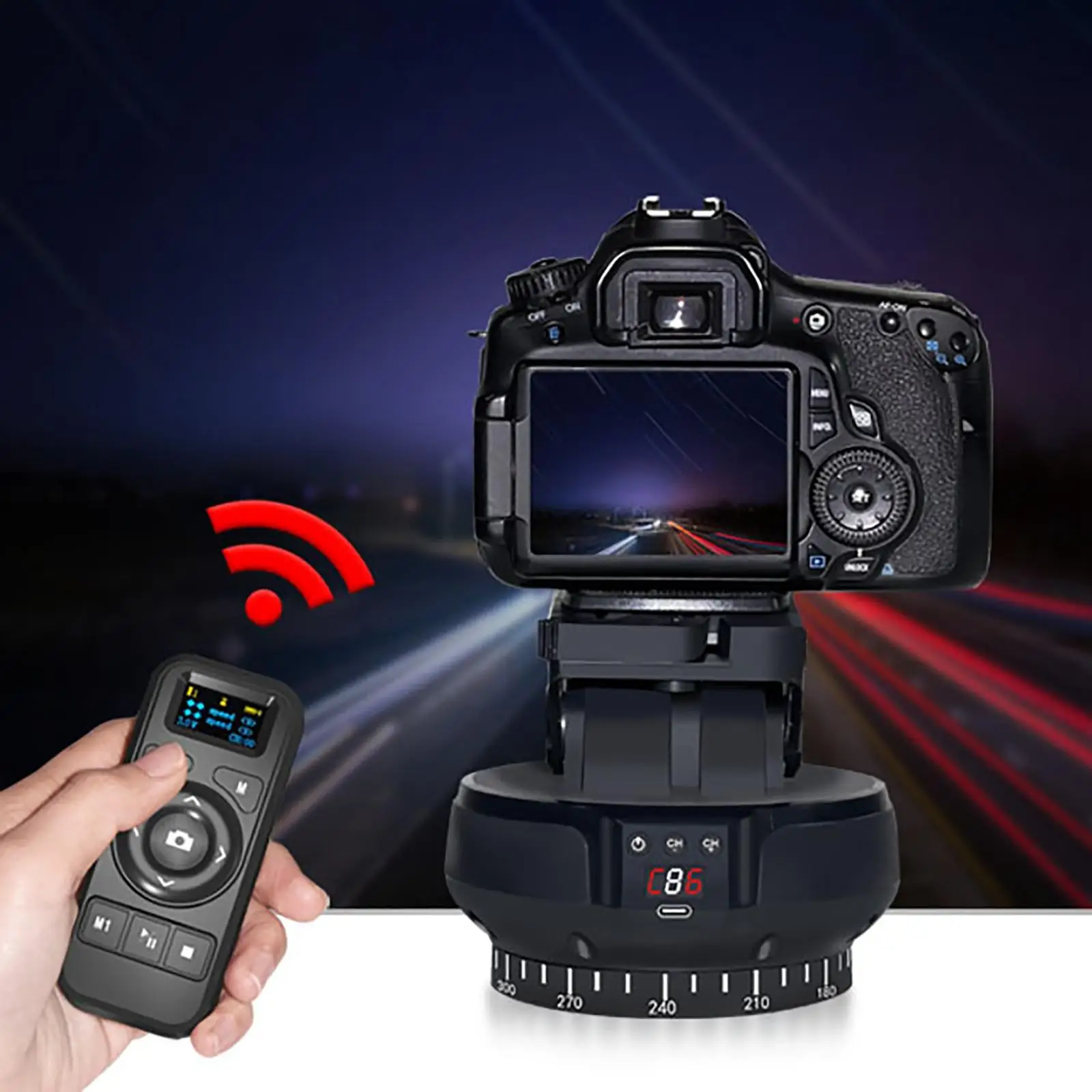 2.4G Wireless Remote Control Panoramic Head 360 Rotating Auto Motorized Electric Remote Pan Tilt for Cell Phones Cars Vlog Video