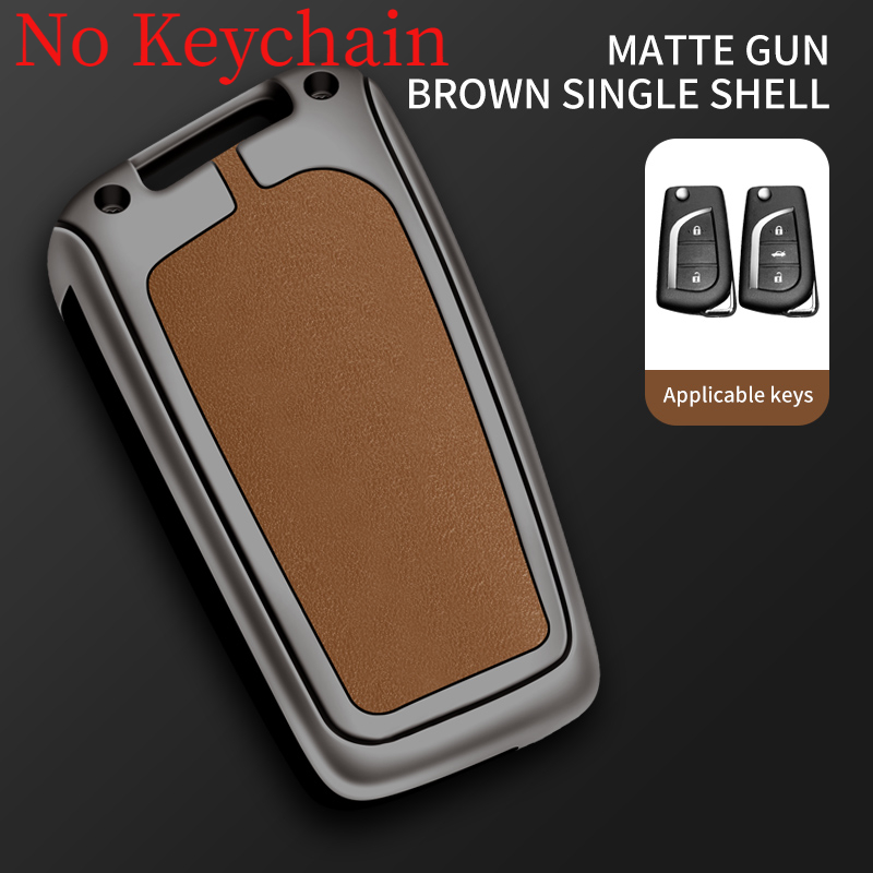 Custodia per chiave auto in pelle metallica Shell per Toyota Auris Corolla Avensis Verso Yaris Aygo Scion TC IM Camry RAV4 Hilux Fortuner - S9edfcc66ab7b44f2b8a9035ef9db5124N