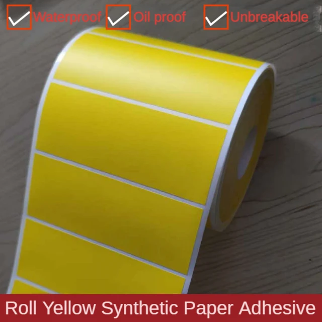 1R 80x35mm Matte PP Synthetic Paper Drum Sticker Yellow Waterproof  Oil-proof Tear Resistant Sticker Papel Adhesivo Para Imprimir - AliExpress