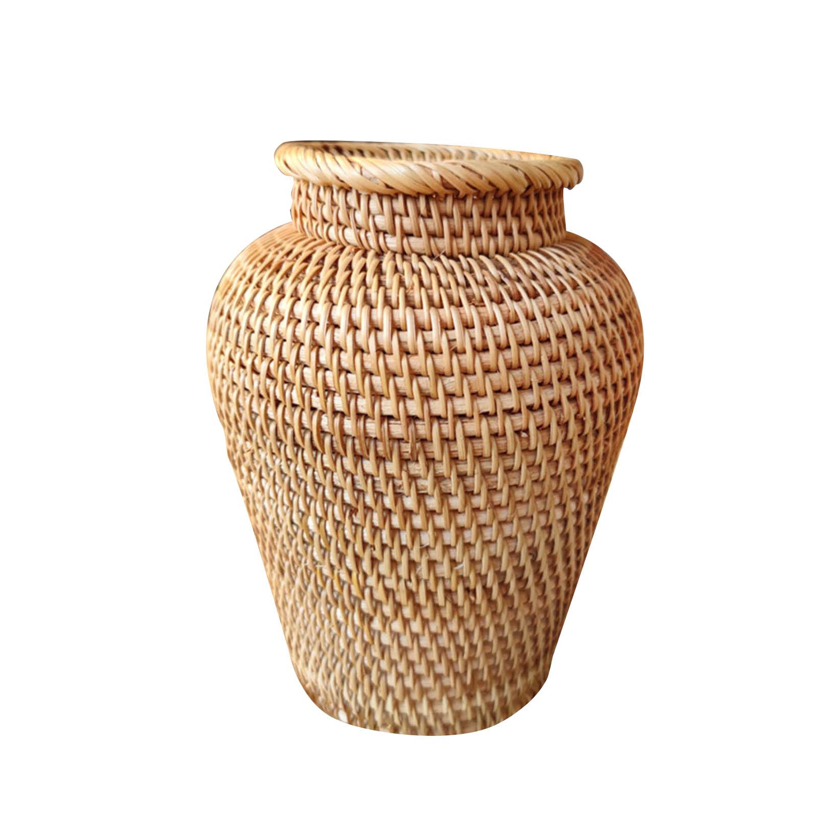 Rattan Vase Flower Pot Holder Organizer Gift Decorative Wicker Vase for Garden Desktop House Wedding Decor Flower Arrangement