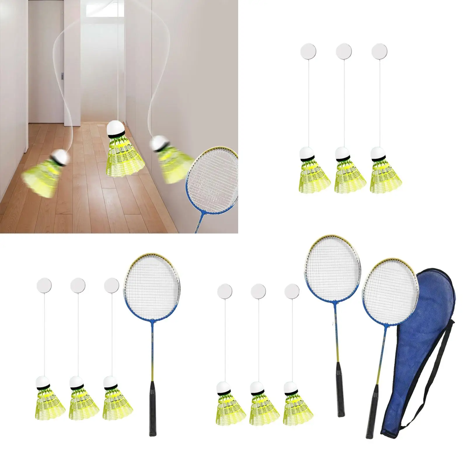 Badminton Solo Trainer Beginner Training Device Solo Practice Equipment Self Practice Trainer with Shuttlecock for Games Fitness