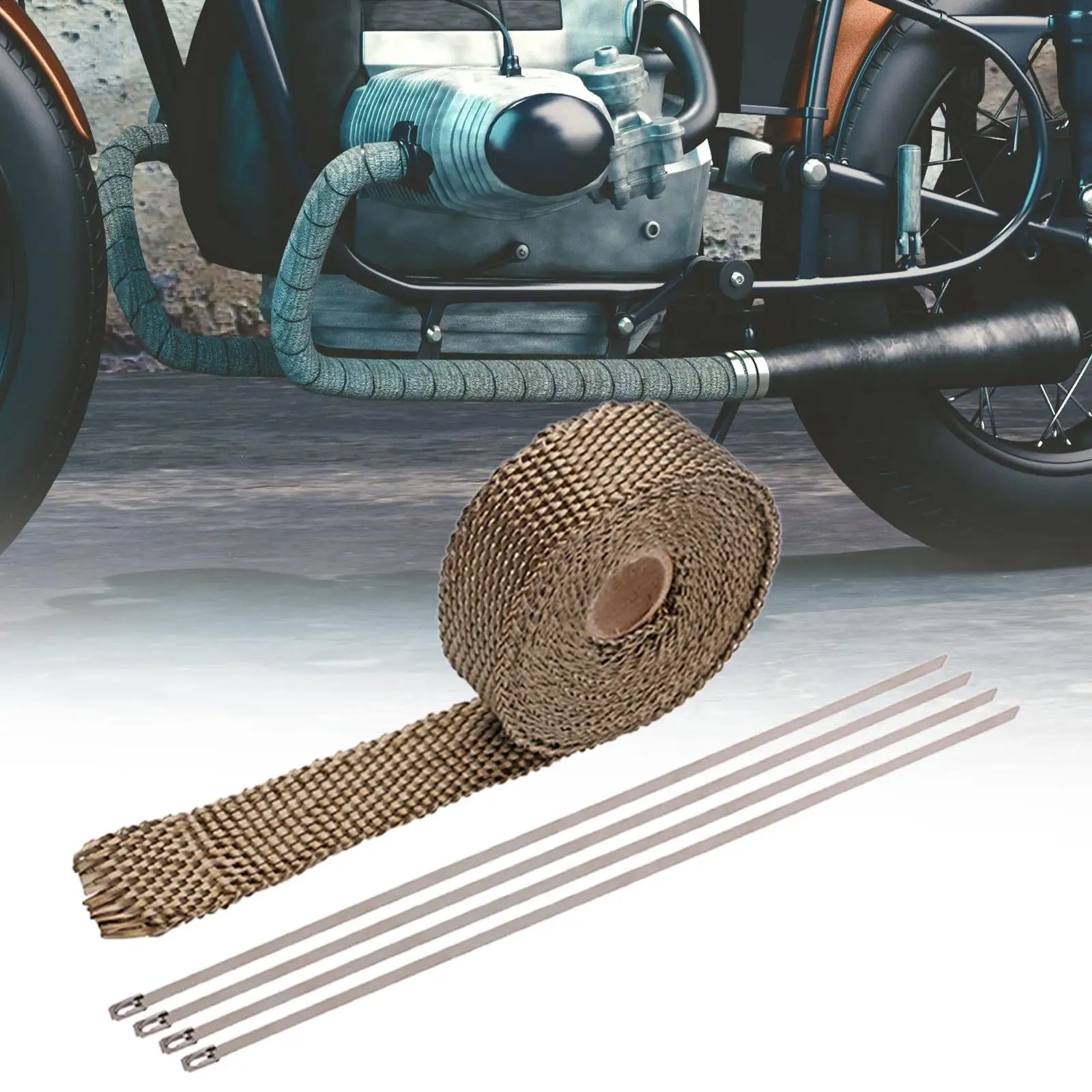 Multipurpose Exhaust Pipe Heat Wrap 16ft Replaces Heat Resistant Cloth with 4Pcs Ties