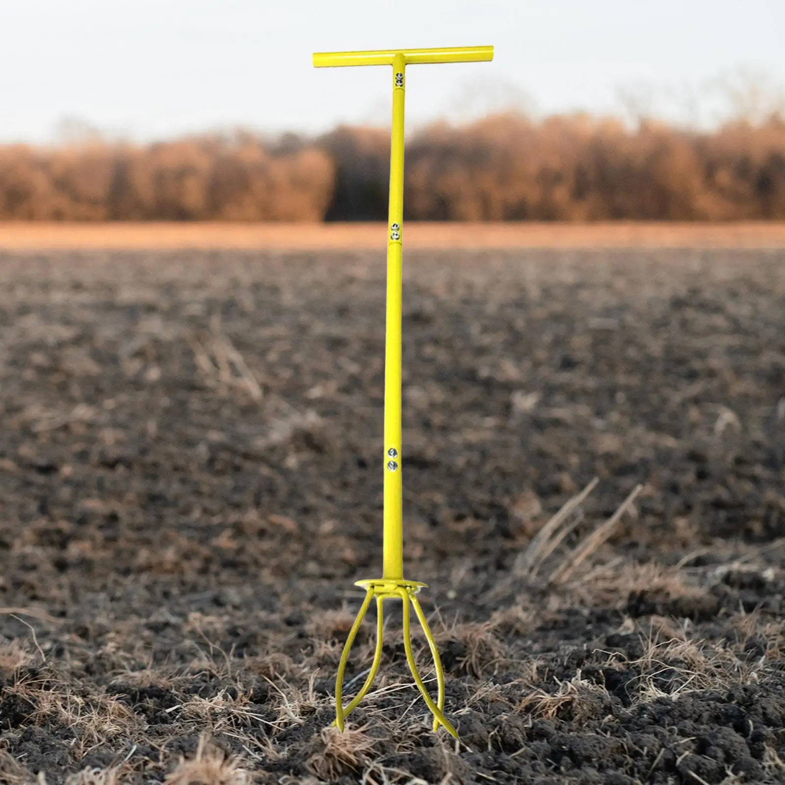 Manual Hand Tiller No Bending Strong Detachable Rugged with A Removable Big Claw Agriculture Garden Soil Tiller T Shaped Handle