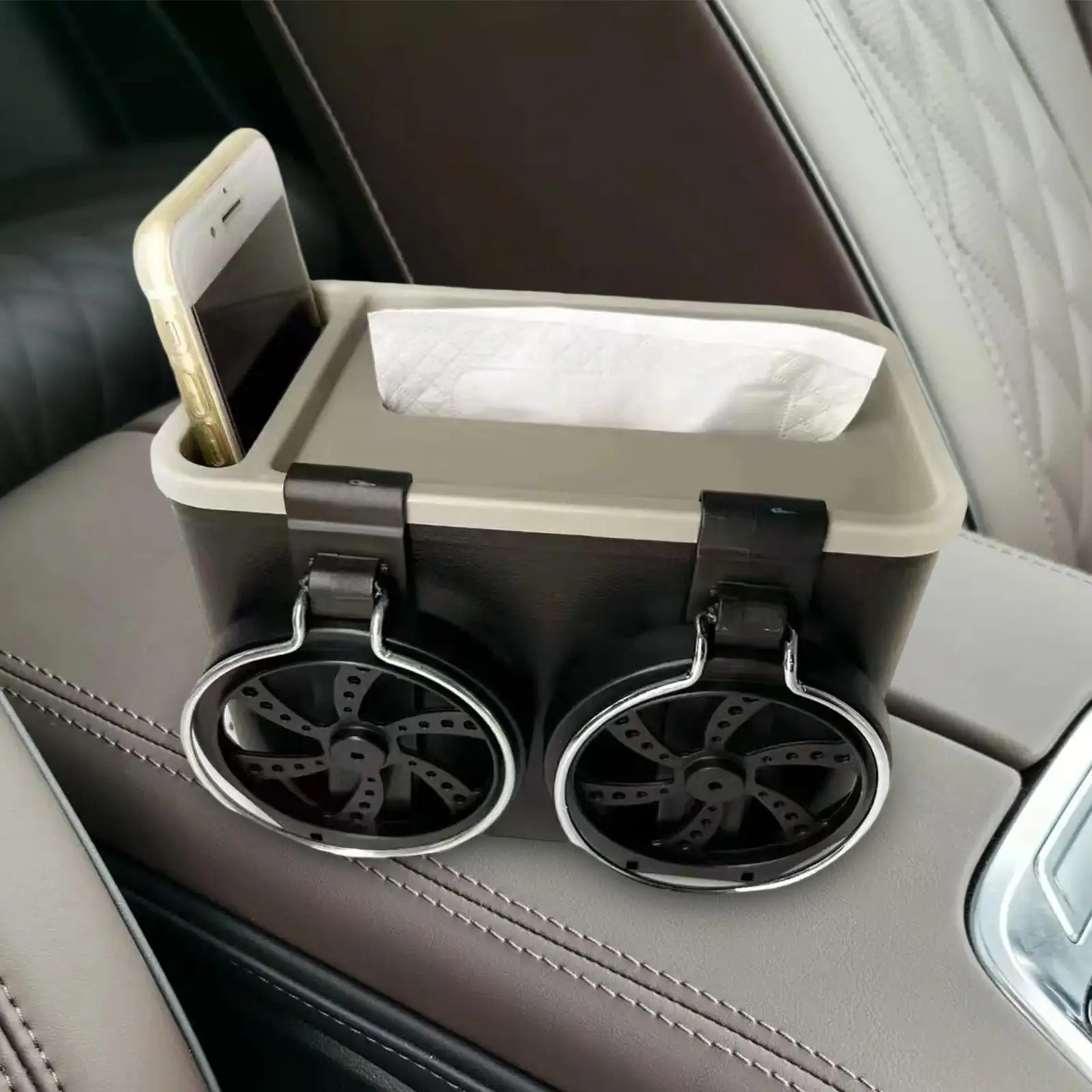 Car Armrest Storage Box with Cup Holder Foldable Universal drink