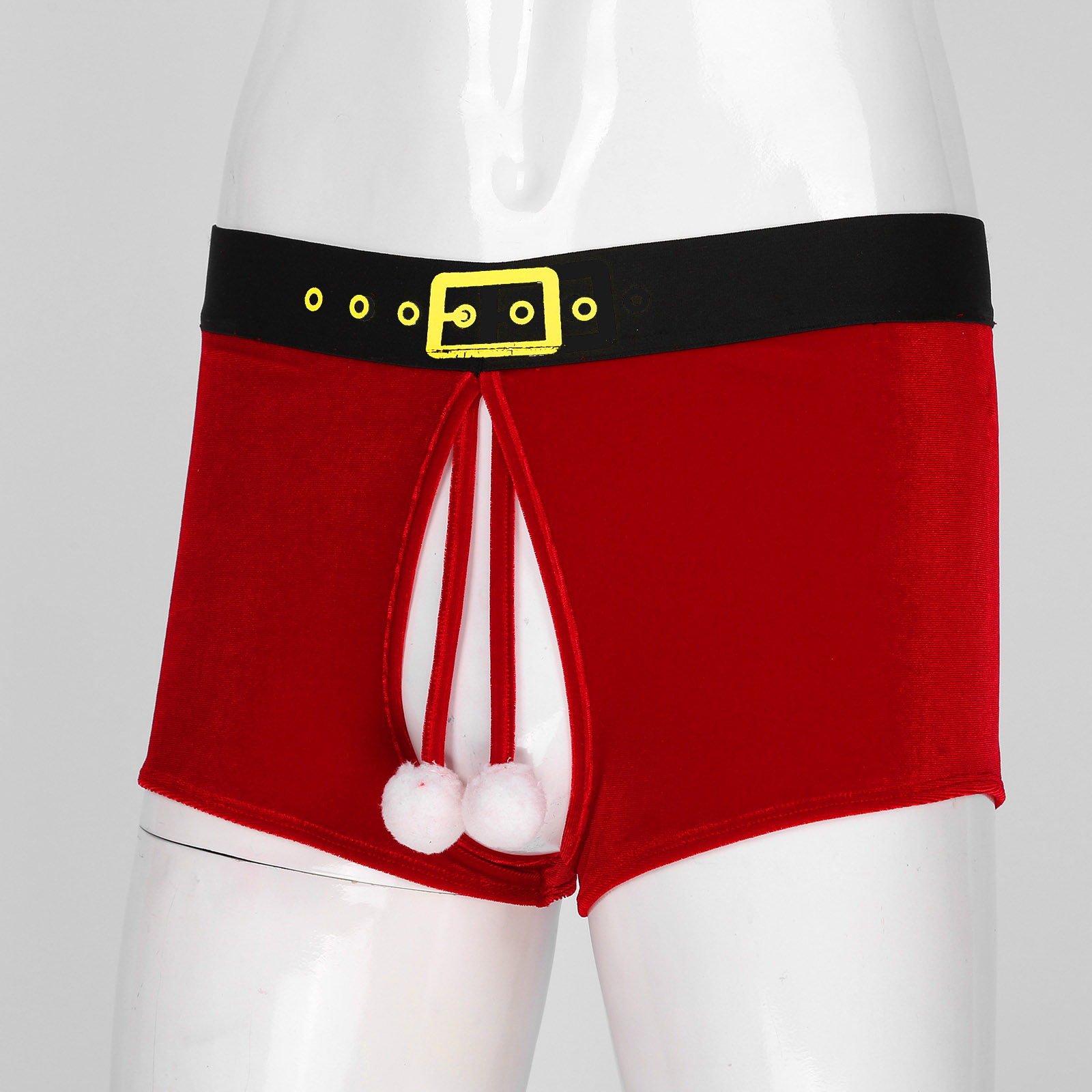 Männer Weihnachten Kostüm Sexy Dessous Set Elastischer Bund Santa Claus Boxer Briefs Shorts mit Hut Karneval Weihnachten Party Clubwear – Detail 31