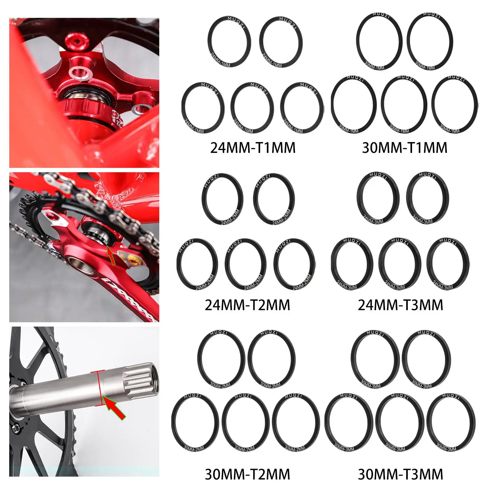 5pcs MTB Bike Bottom Bracket Gasket Crank Set Washer Aluminium Alloy Spacer Parts