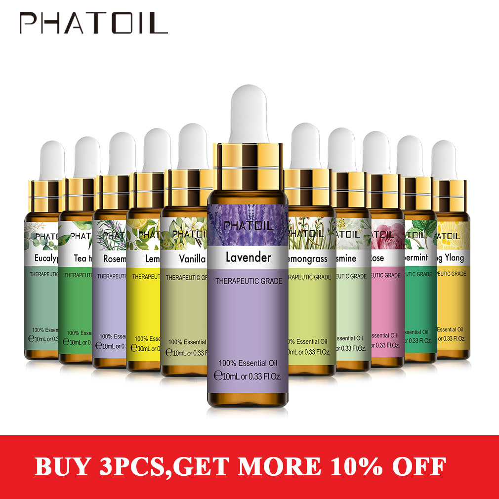 Best of PHATOIL 10ML With Dropper Lavender Eucalyptus Vanilla Pure Natural Essential Oils Rose Jasmine Ylang Ylang Diffuser Aroma Oil Reviews & Tips