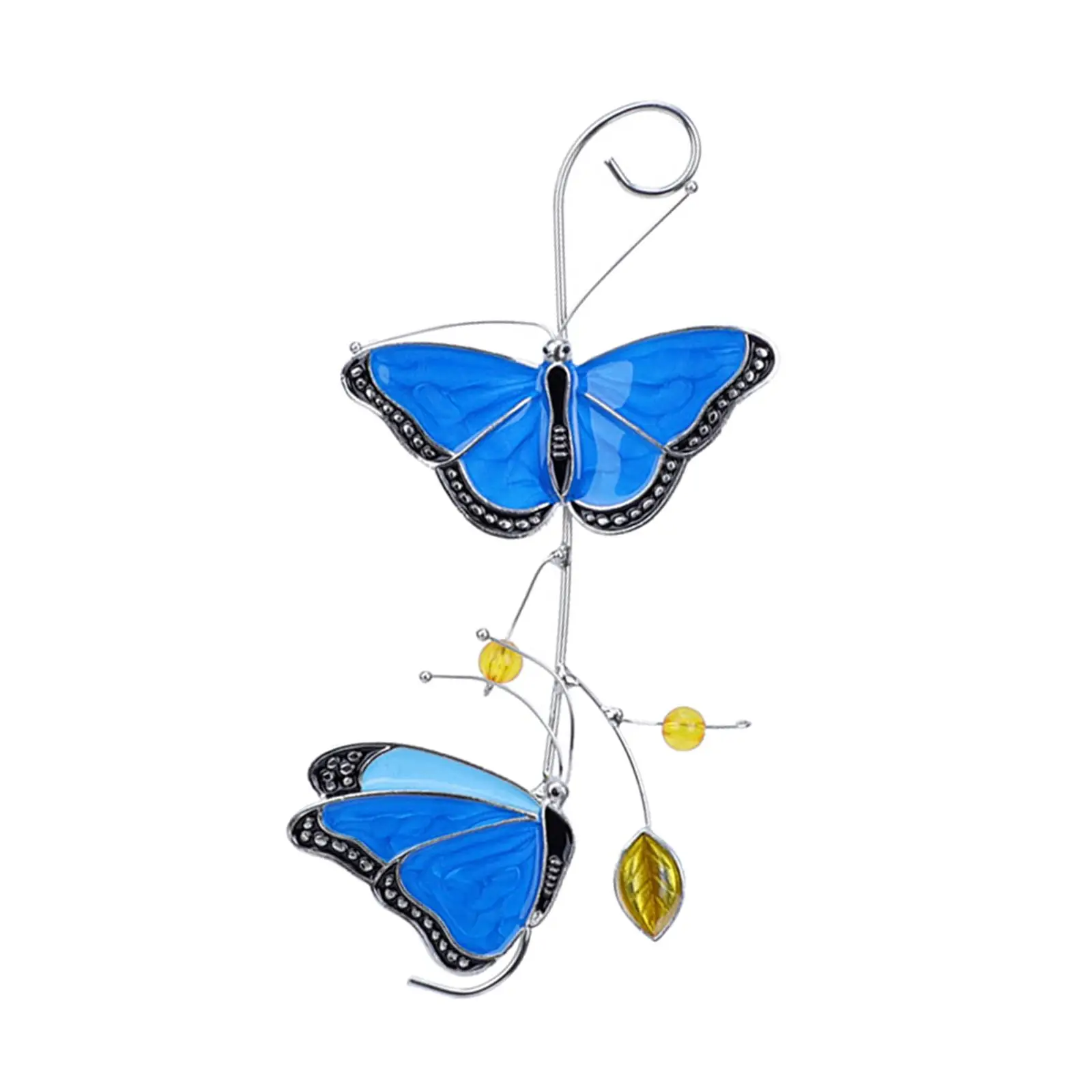 Stained Glass Blue Butterfly Windows Hangings Decoration