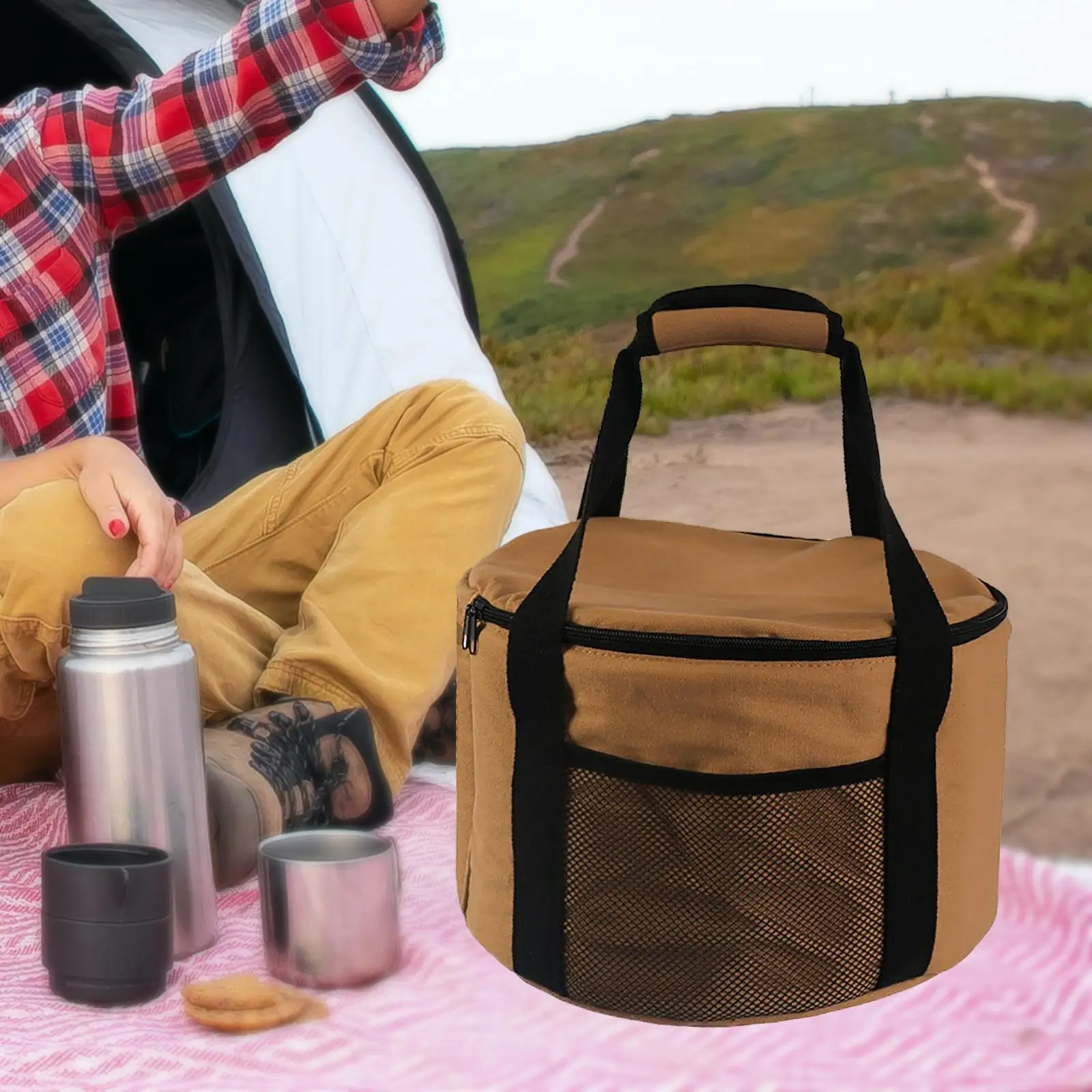 13.7L Outdoor Cooker Storage Bag Camping Picnic Kitchen Utensil Travel Cookware Accessories Tool Bag Sundries Organizer