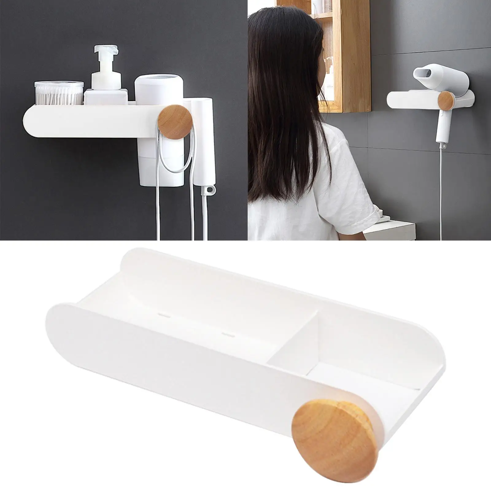 ABS  Hair Dryer Holder  Bathroom Shelf for Comb Hair Care Styling Tool Shampoo Bathroom Accessories Decoration