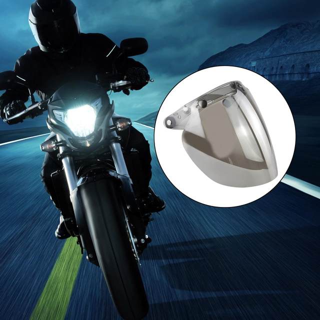 Windproof 3 Snap Visor Lens  for Open Face s  Visor Face  Wind Motorcycle Bubble  Lens Visor