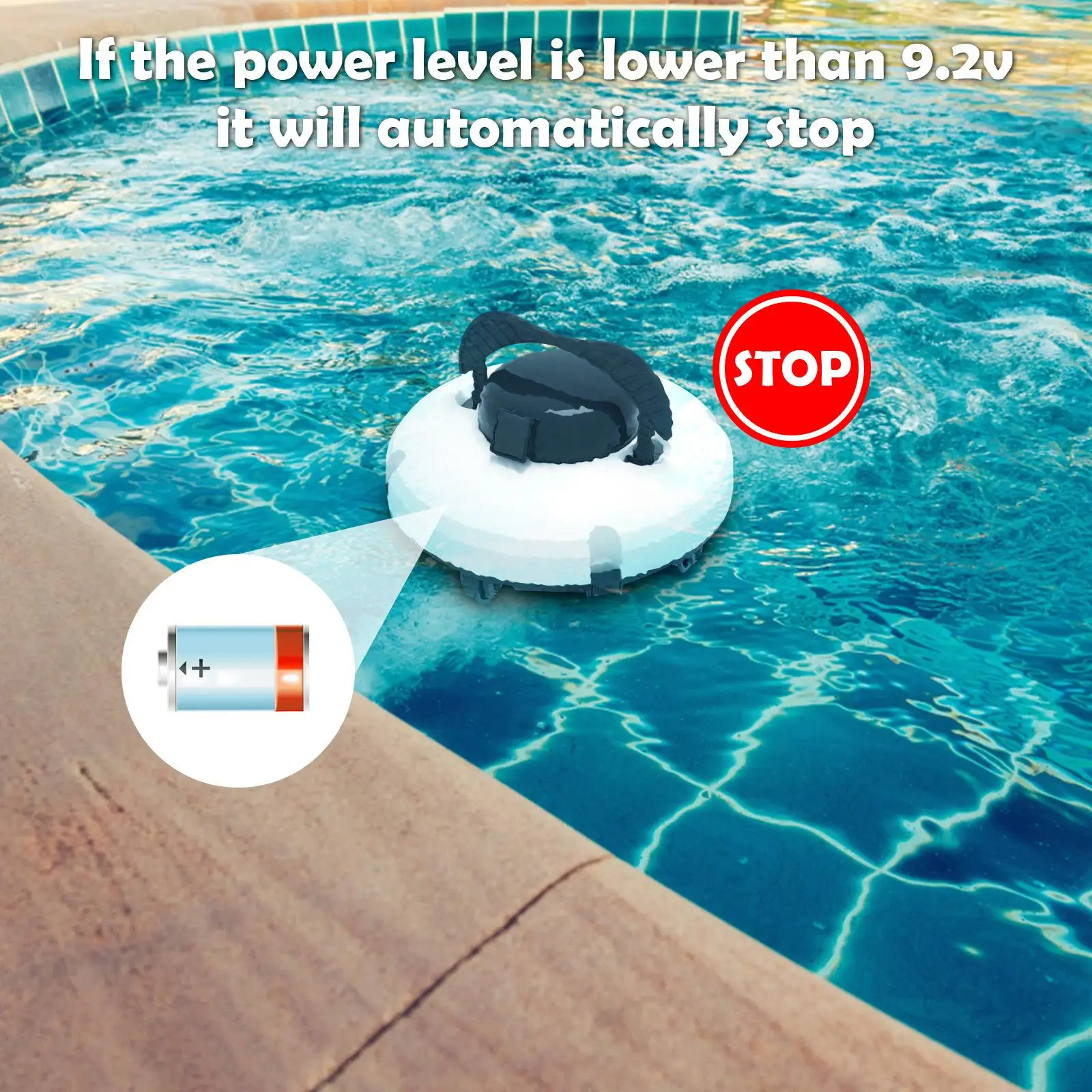 Cordless Robotic Pool Cleaner Intelligent Automatic for Efficient Cleaning IPX8 Waterproof Dual-Motor Suction Self-Parking