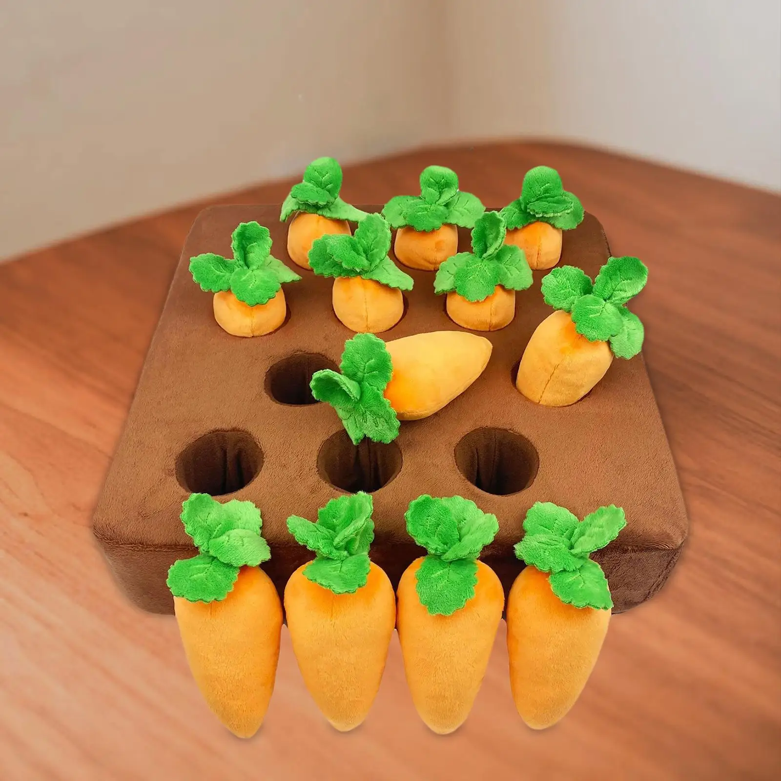 Creative Garden Carrot Plush Toy Educational Foraging Toy Increase IQ Vegetable Fruit Slow Feeder Molars Toy Dog Enrichment Toys