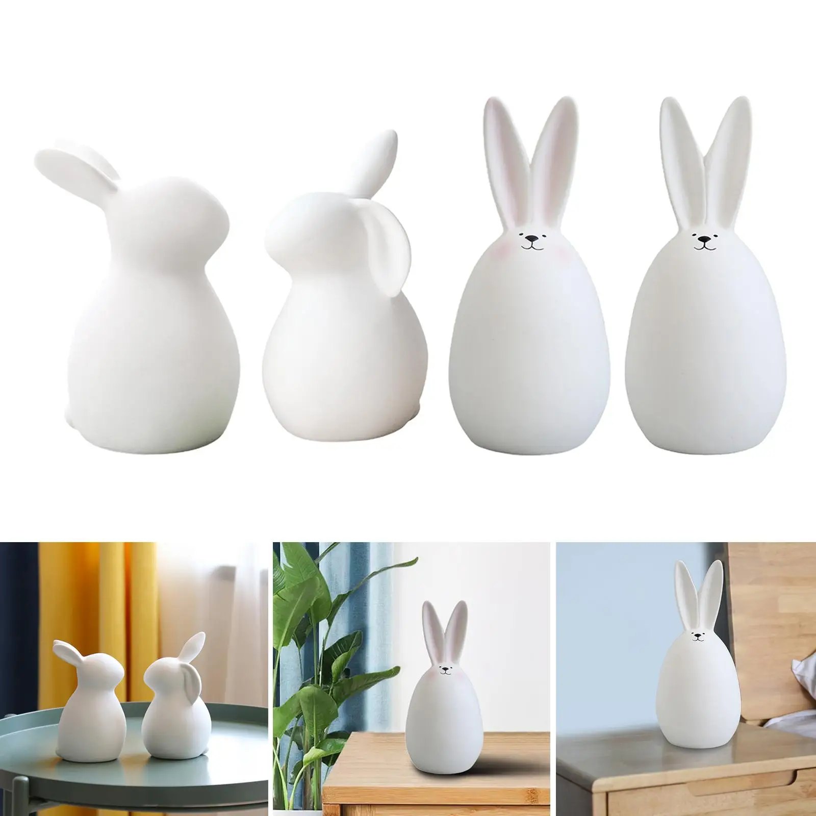Adorable Rabbit Statue Easter Bunny Figurines for Arrangement Office Cabinet