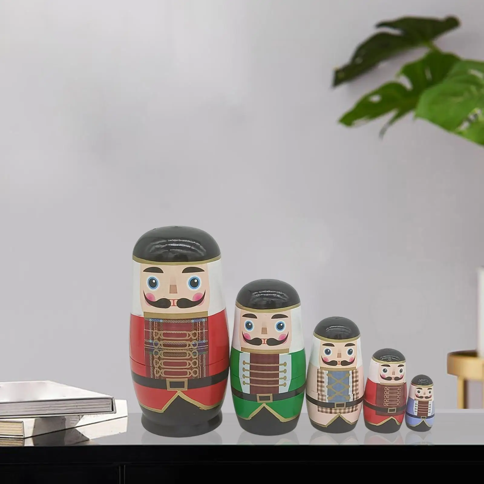5Pcs Cute Russian Nesting Dolls Wood Stacking Nested Set Handmade Matryoshka for Decors Birthday Wishing Gift Tabletop Children