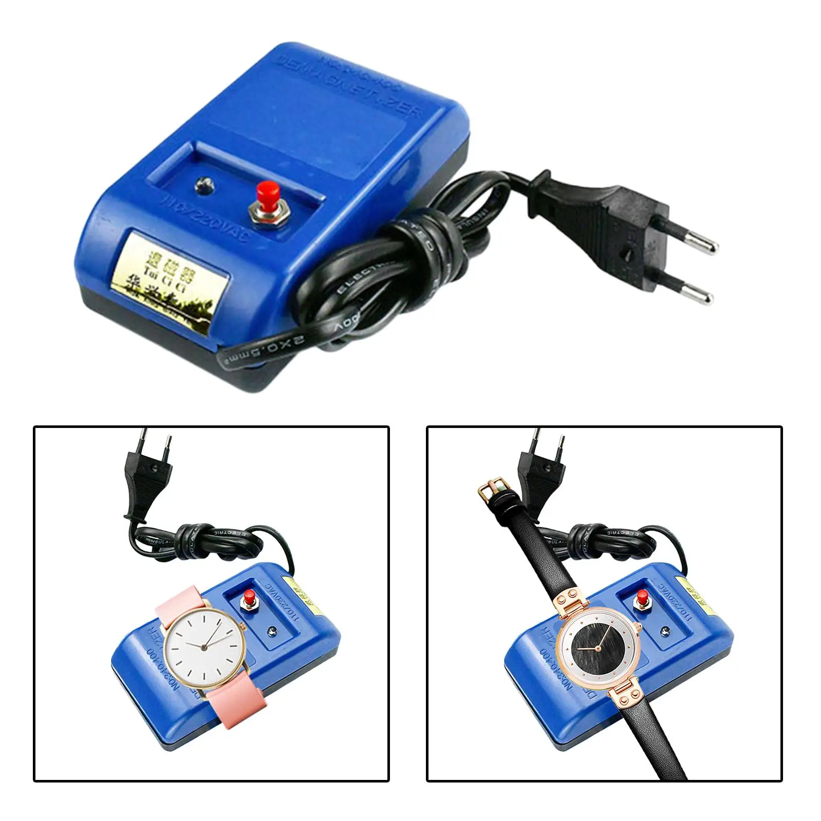 Watch Demagnetizer EU Plug Adjust Time Speed Round Plug Blue for Mechanical Watch