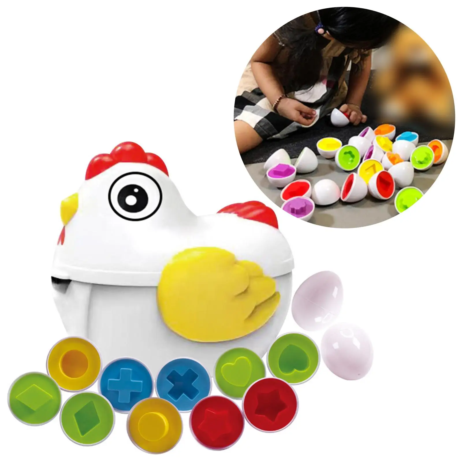 12x Montessori Matching Eggs Toy Fine Motor Skills for 18 Month + Preschool