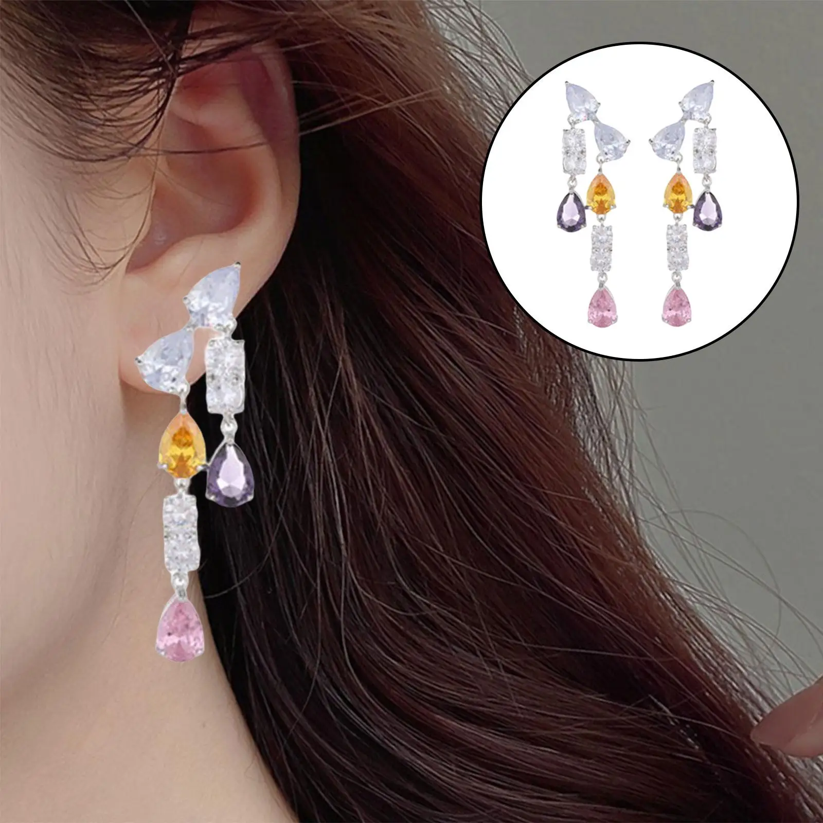 2 Pieces Colorful Dangle Earrings Lightweight Clothing Accessories Lady Shiny for Beach Graduation