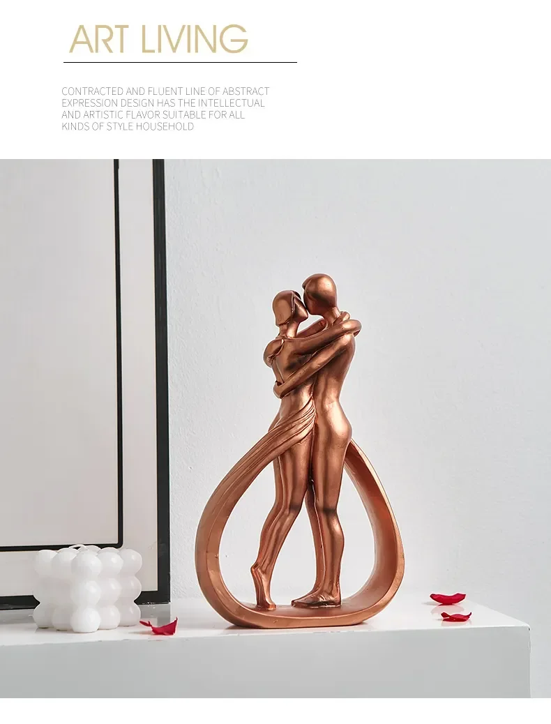 Resin Embracing & Kissing Couple Sculpture