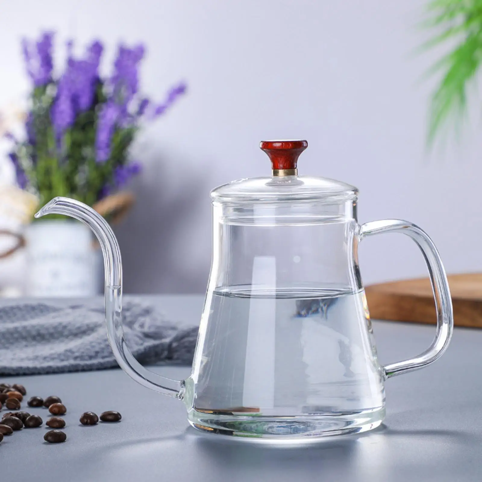 Glass Tea Pour Over Kettle with Lid for Drip Coffee Hand-Made Coffee and Tea