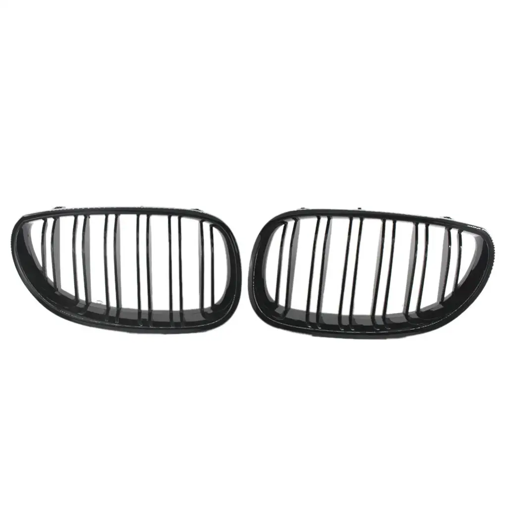 Front Gloss Black Kidney Twin Slat Grilles for E60 E61 2004?2009