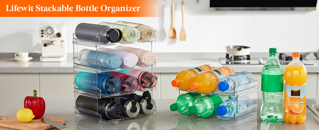 Lifewit Stackable Water Bottle Organizer Rack for Kitchen Countertop,  Cabinet, Fridge 