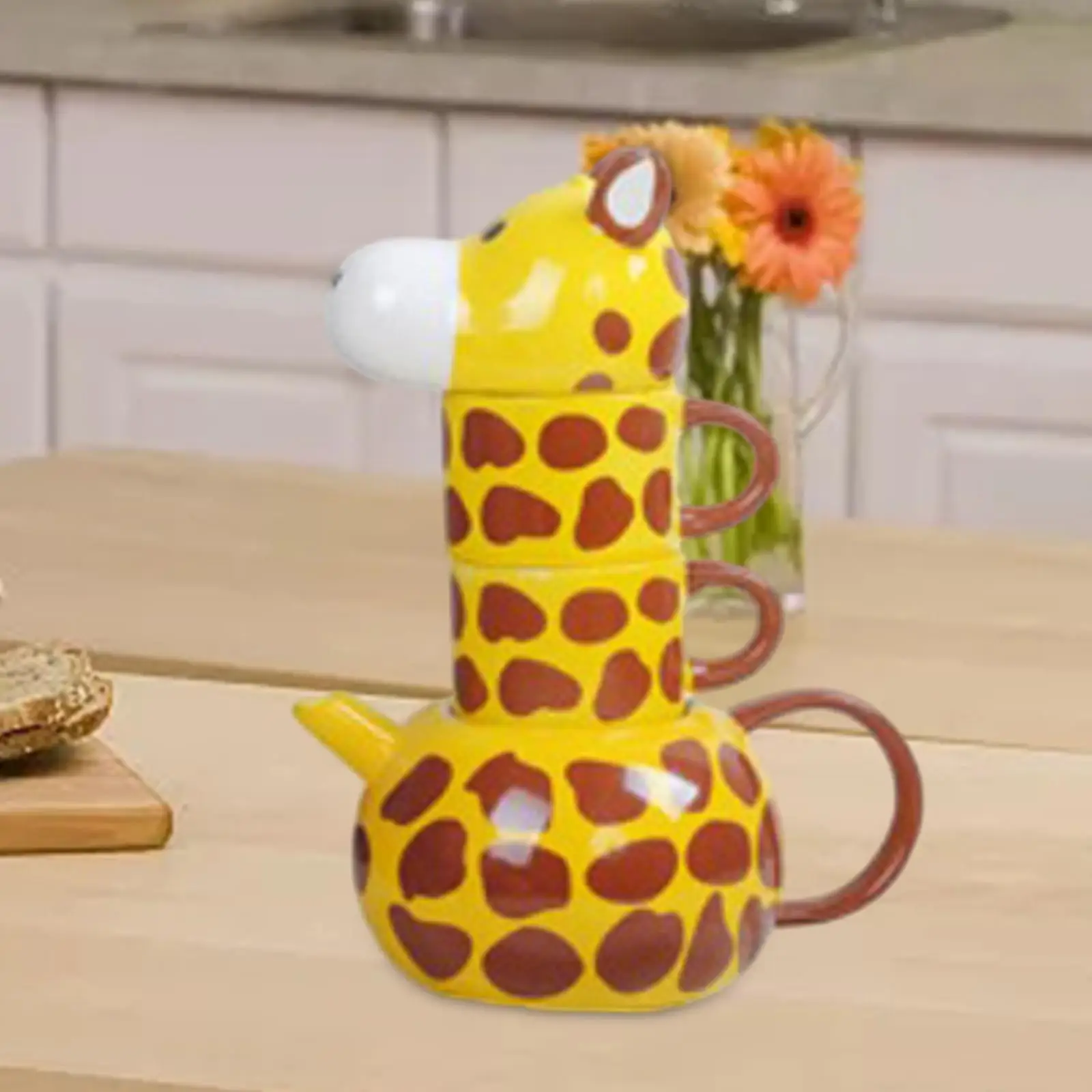 Giraffe Teapot Set with 2 Cups Porcelain for Boys Girls Milk Mug Cup Gifts Tea Mugs Tea Set Coffee Mug for Table Office Travel
