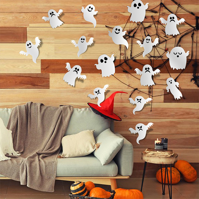 Decoração do dia das bruxas 3d preto pvc morcego festa de halloween  decoração diy bar quarto festa de halloween assustador decos adereços  adesivo de parede - AliExpress