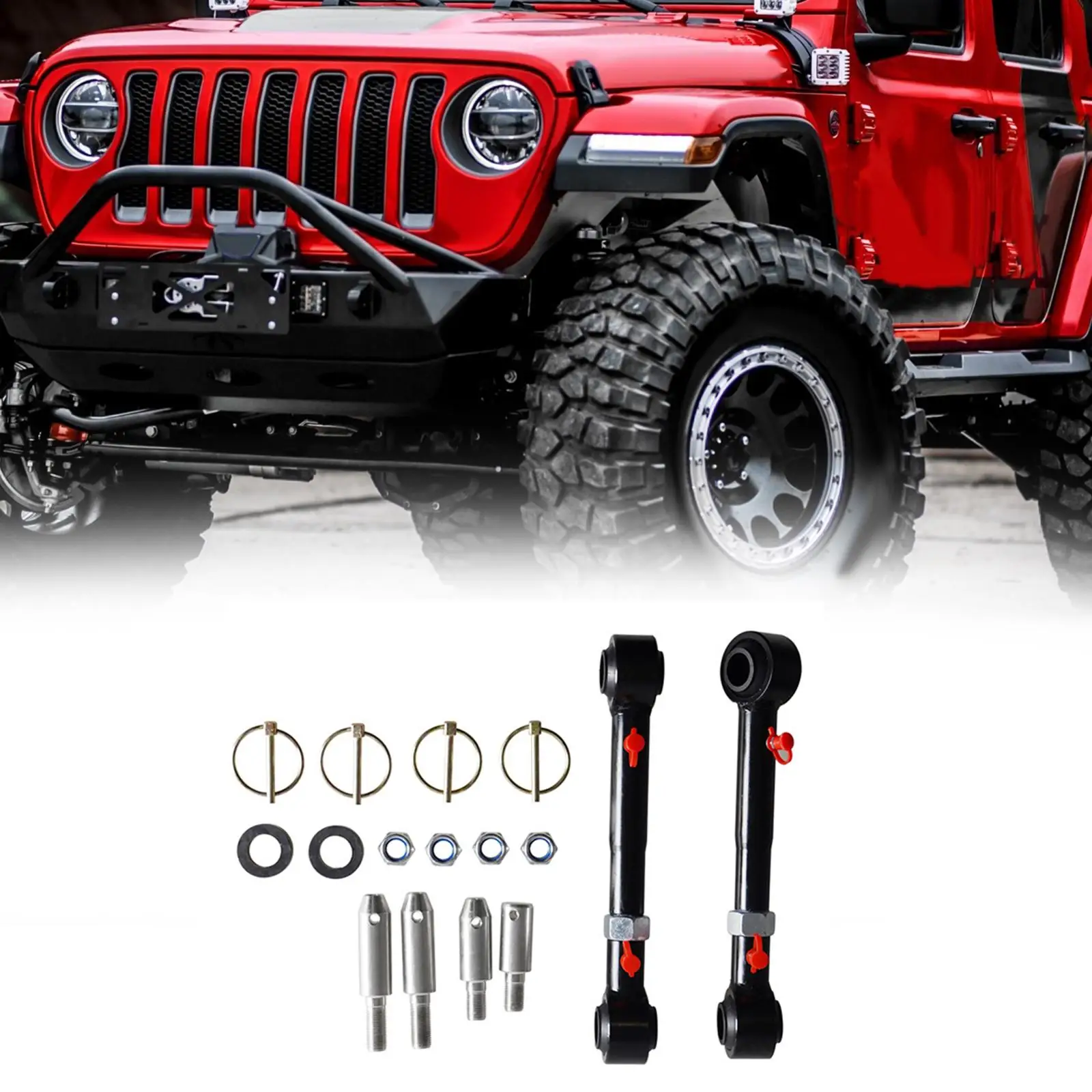 Sway Bar Link Kit Front Easy to Install Direct Replaces Durable Auto Accessories Adjustable Front Sway Bar Link for Jeep JK