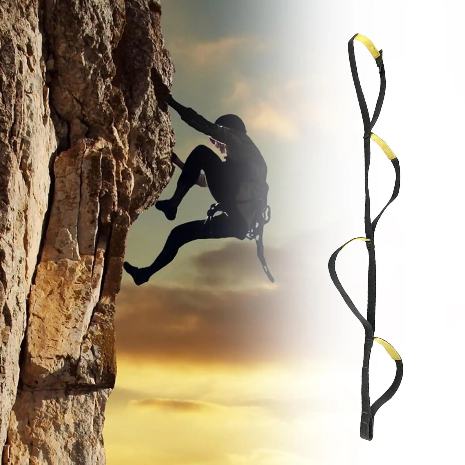 Lightweight Climbing Rope Aider Webbing Strap Ladder for Caving Swim Mountaineering