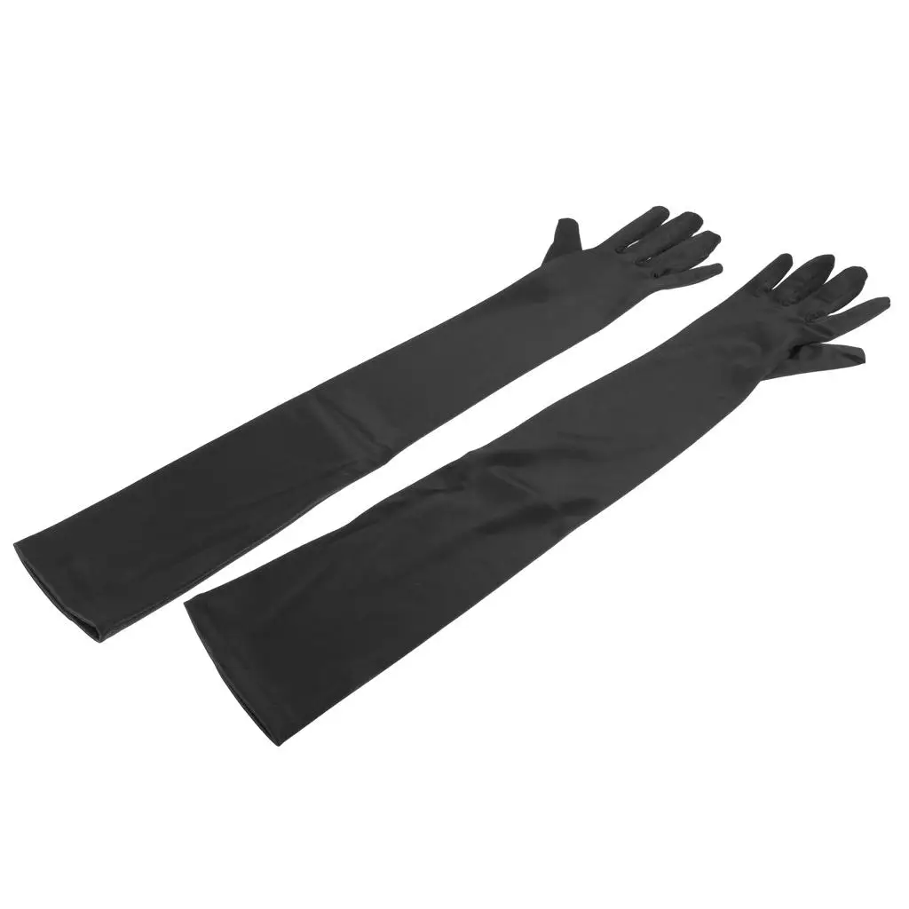 Bridal Gloves In Delicate Satin Black Long Finger Gloves Accessories