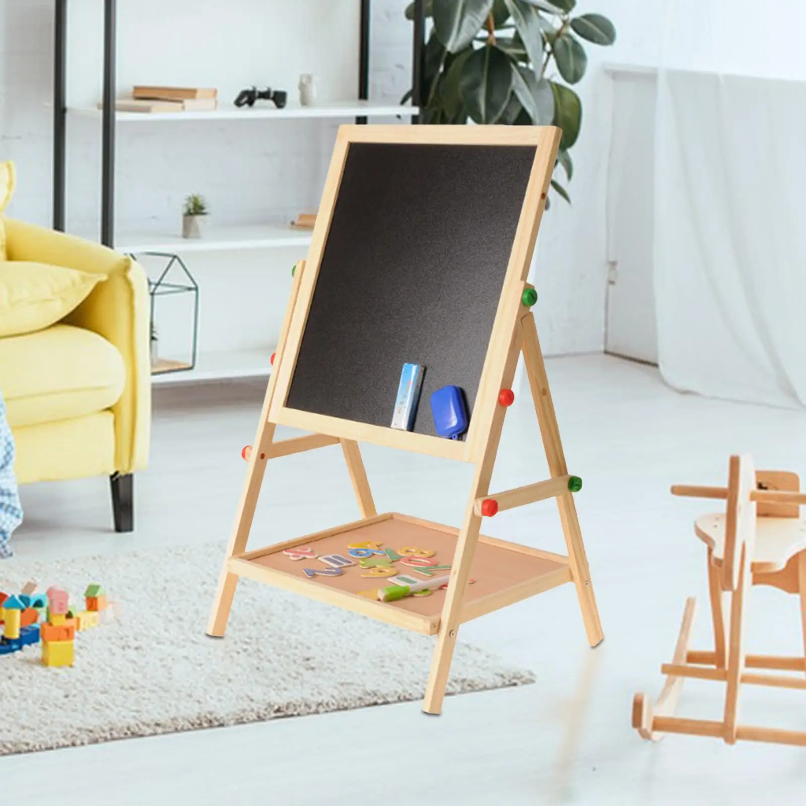 Kids Easel height Double Side Erase Board Double Sided Drawing Easel for Game Teaching Birthday Learning Activities