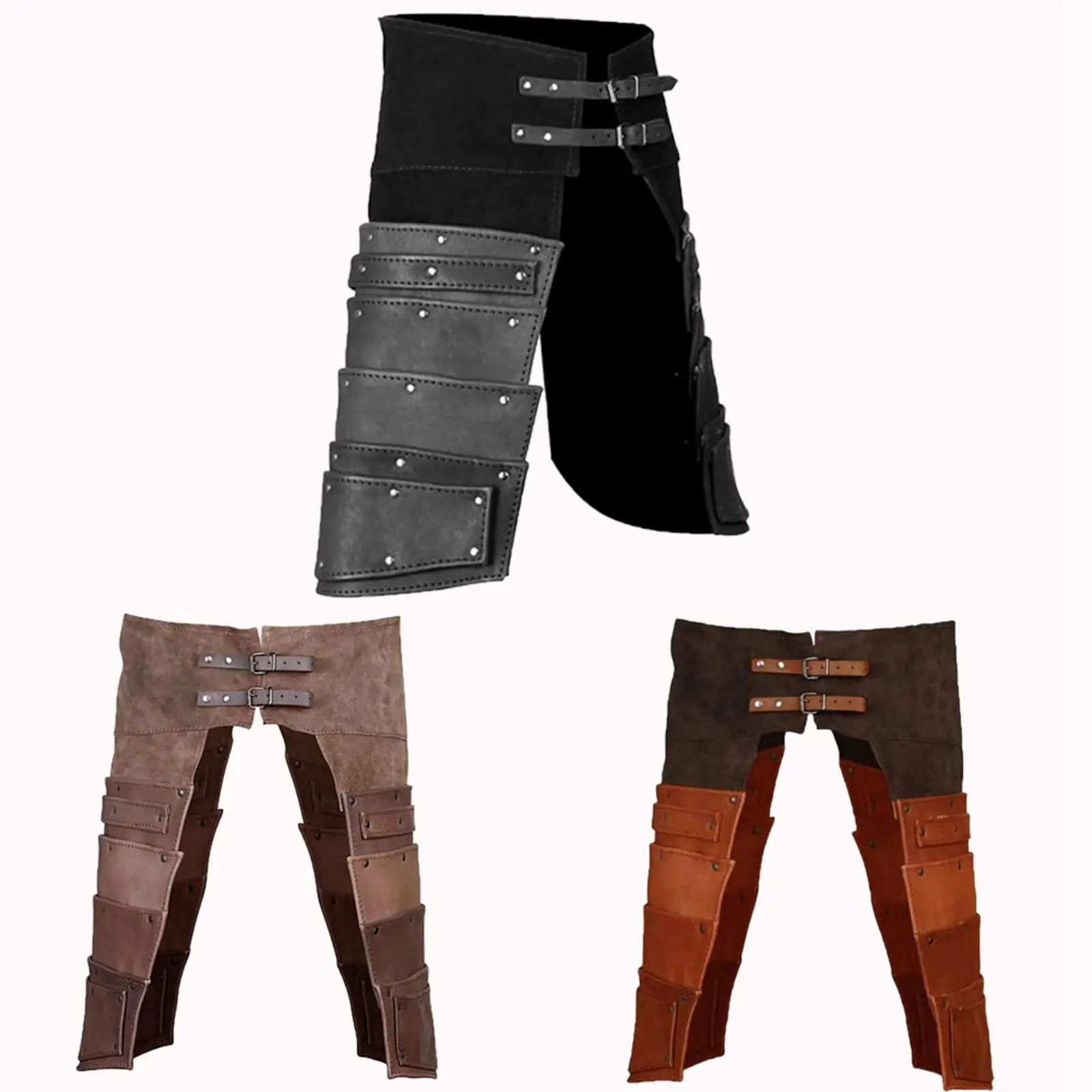 Medieval PU Leather Leg Guards Cosplay Costume Party Carnival Theme Fashion Soldier Stage Performances Pirate Boots Tops Covers
