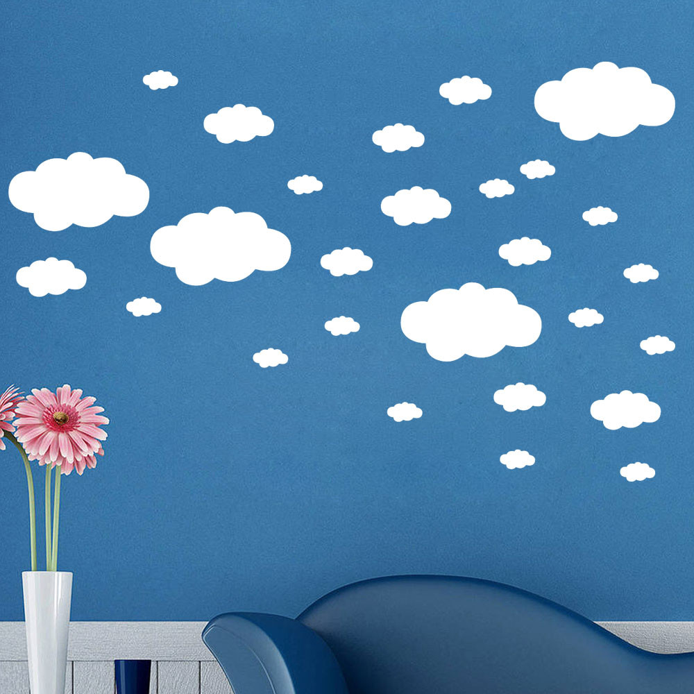 Description Picture 6 of itemHome Decals Wall Children's Clouds Room Decoration 27pcs Diy Art Home Decor Stick On Mirrors Hexagon Wallpaper Wall Decals