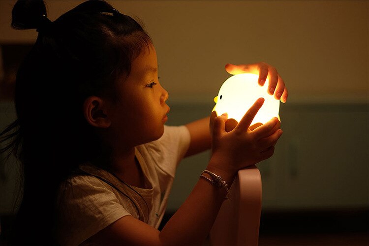 Duck Silicone Night Light for Children With Timer Usb Rechargeable Dimming Touch Lamp Sleeping Bedroom Cartoon Animal Decor Gift