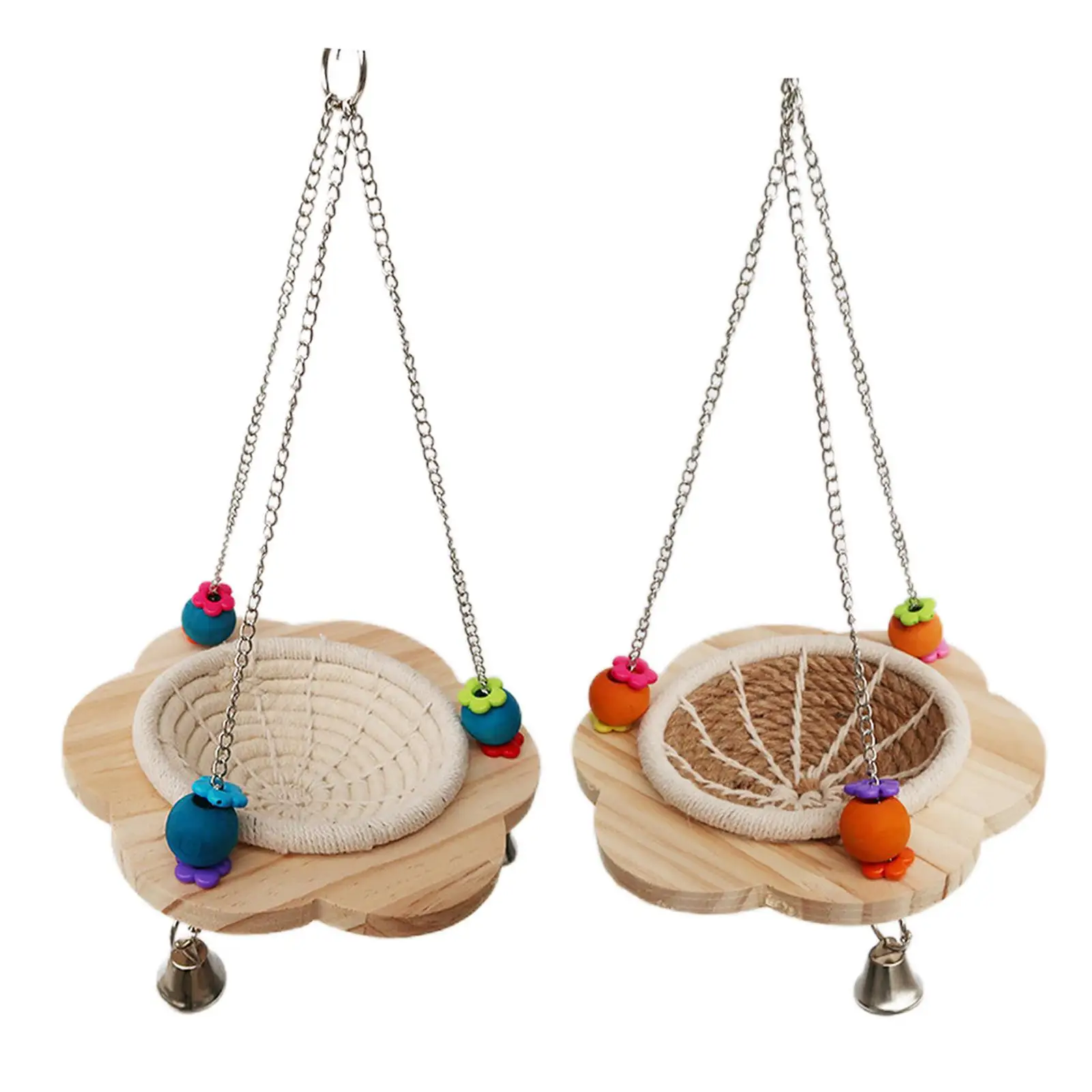 Bird Swing Toy Bird House Cockatiel Macaws Colorful Wooden Finches Parakeet Hanging Toys for Cockatiels Parrot Toy Bird Bell Toy