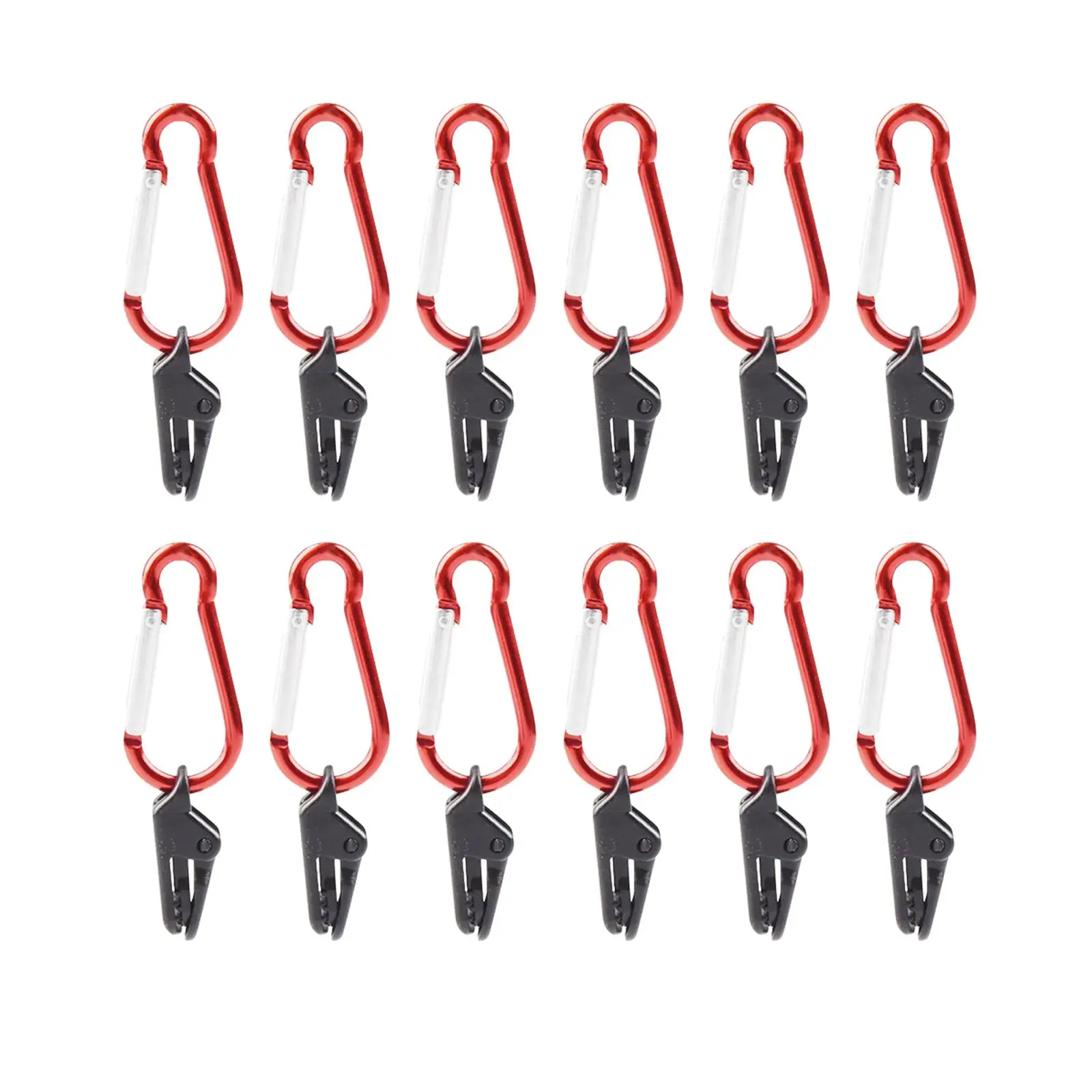 12Pcs Tarp Clips with Carabiner Windproof Lock Grip Practical Tear Resistant