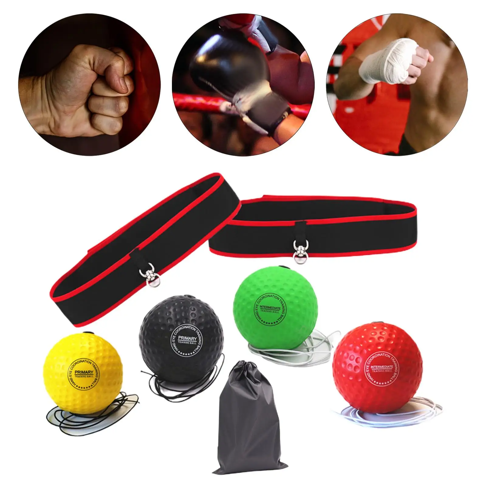 Boxing Reflex Ball Headband Reflex Punching Ball Hand Eye Coordination Training Adjustable for Workout Exercise Mma Home Gym
