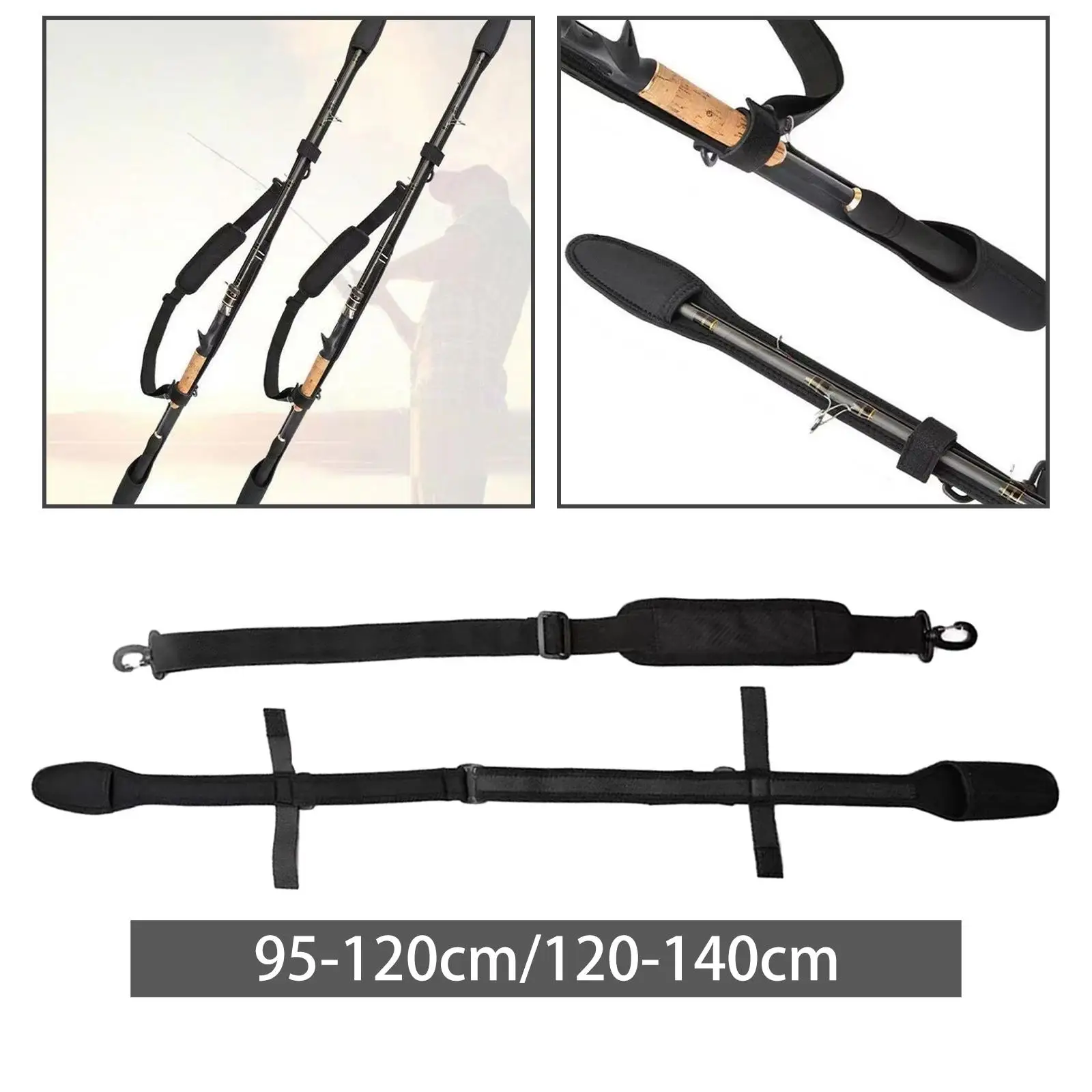 Fishing Rod Shoulder Belt Fishing Pole Strap Universal Polyester Durable for Hiking Travel Fishing Outdoor Sports Attachments