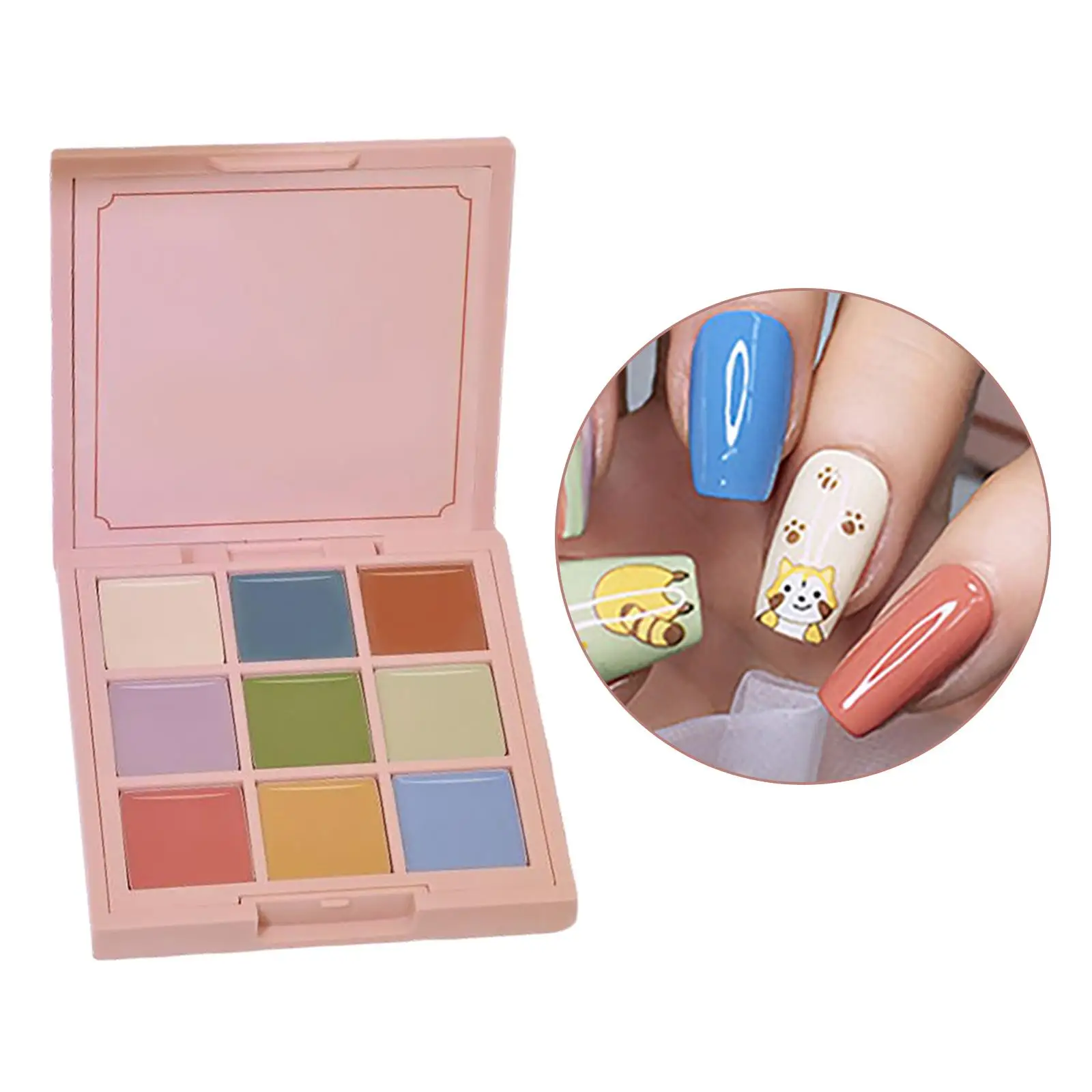 9 Colors Solid Nail Gel Palette Kit Pigment Oil Painting Glue Nail Art Painting Gel for Home