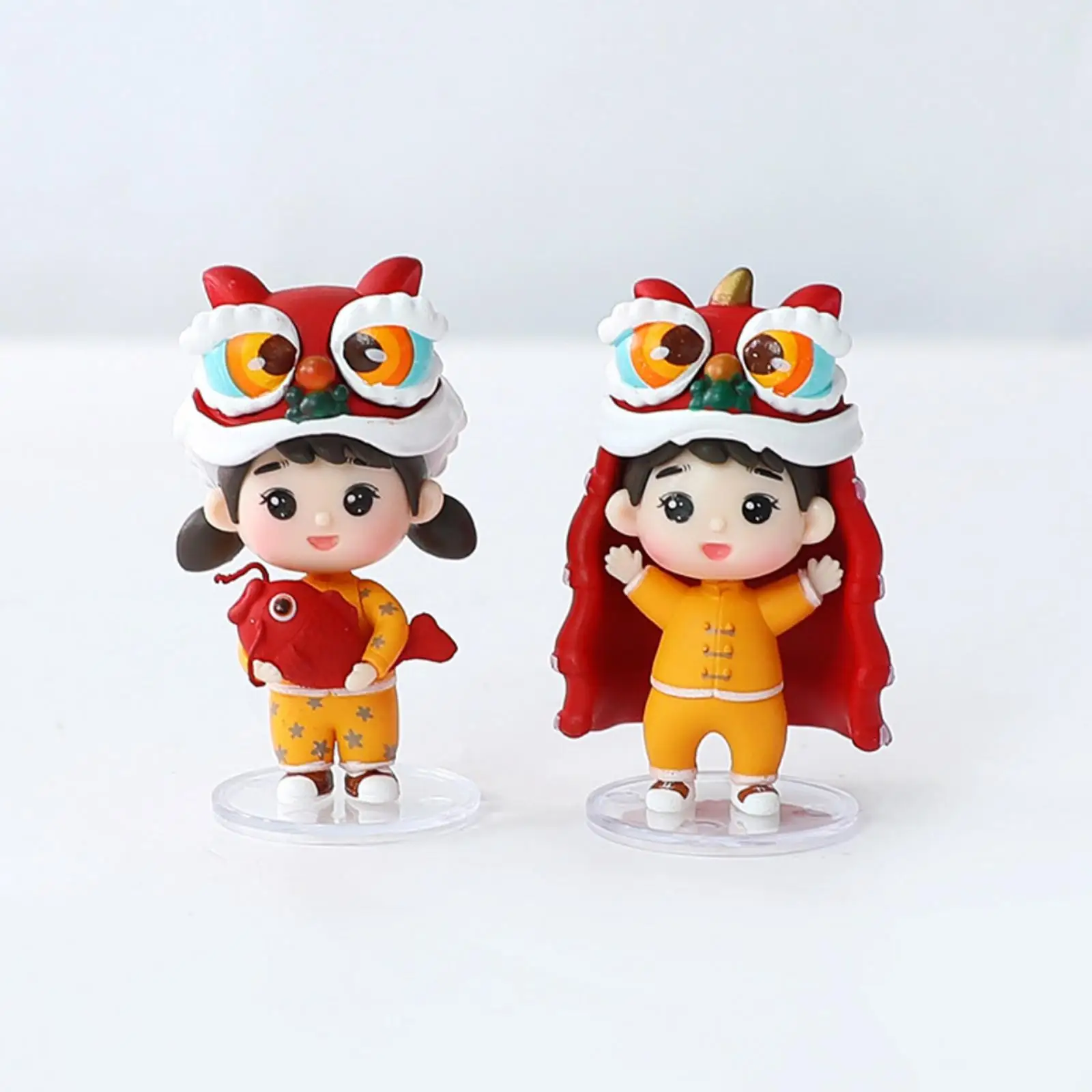 Cute Chinese New Year Doll Figurine Art Sculpture for Shelf Decor Cake Topper Decor