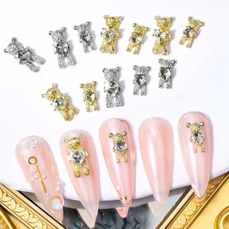 Best of 10pcs Gold Silver Bear Jewelry Nail Accessories Nail Art Alloy Care Bear Metal Diamond Jewelry Nail Art Decoration Accessories Reviews & Tips