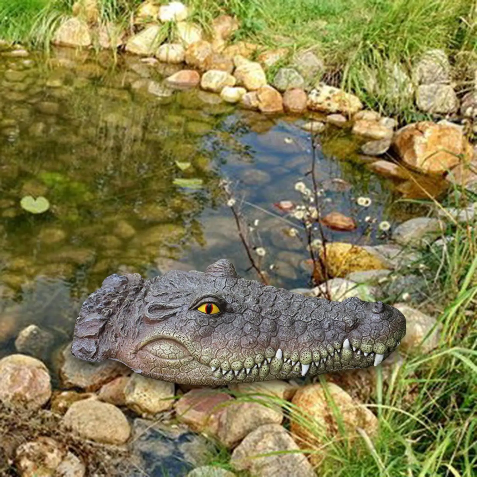 Simulation Floating Crocodile Head Deterrent Ducks Water Decoy Prank Toy Gator Head for Pond Patio Garden Ornament Decoration