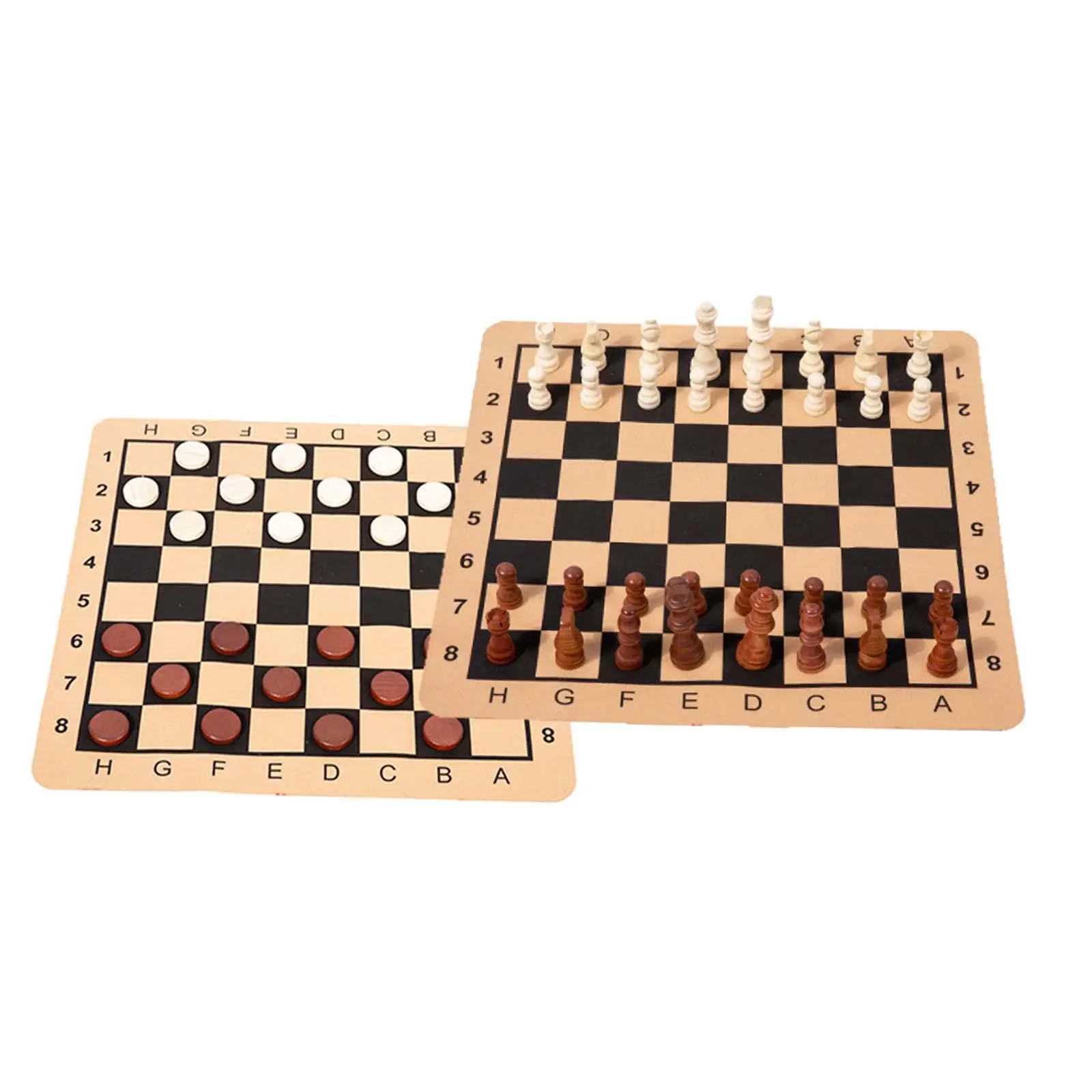 Traditional Chess & Checkers Set Folding Roll up Chess Board for Trips Gift