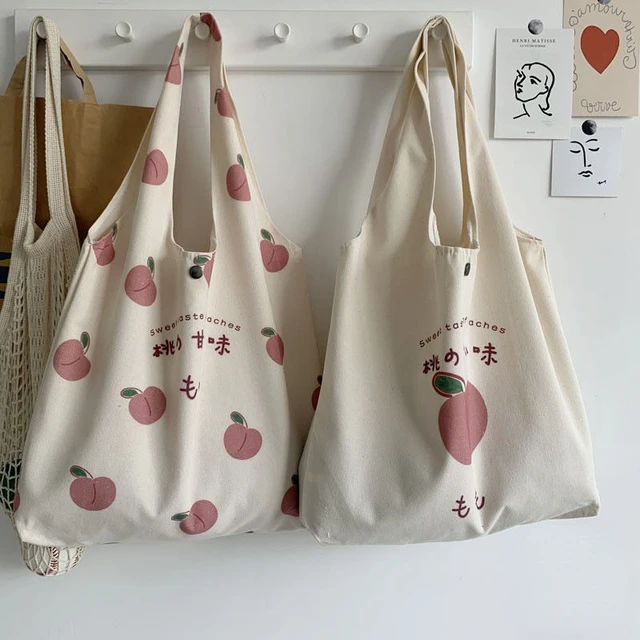 Small Shopper Bag Letter & Strawberry Pattern Release Buckle Decor