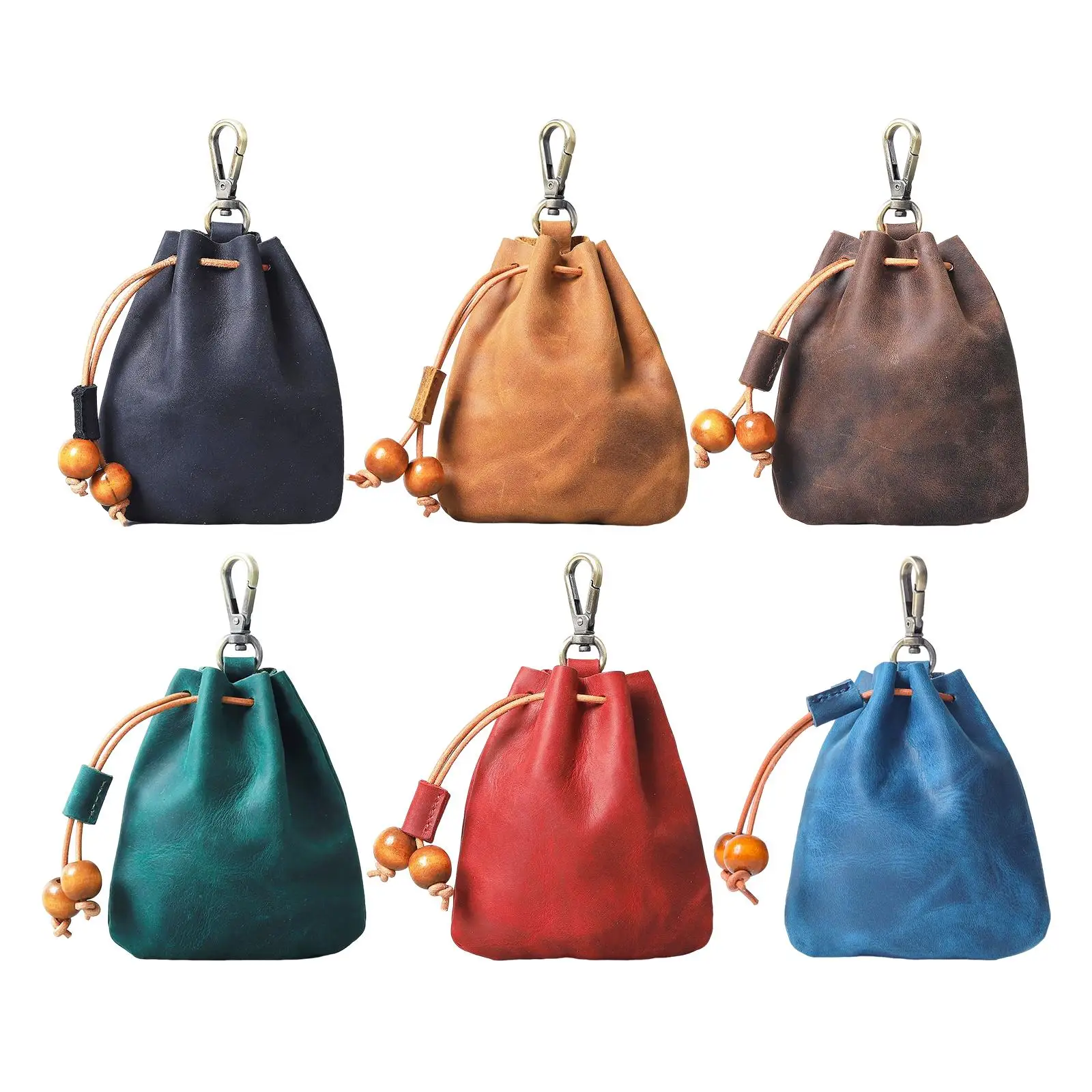 Style PU Leather Drawstring Coin Purse Bag Dice Bag for Adults