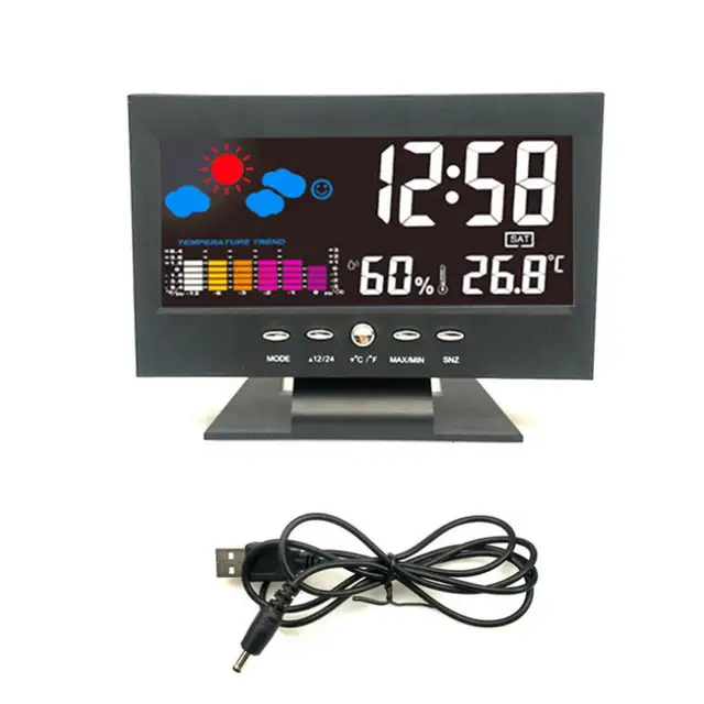 HTC-8 Luminomètre LCD lumineux LED Night Light Thermomètre à rétro-éclairage  Hygromètre, avec alarme / Date / Horloge / Calendrier