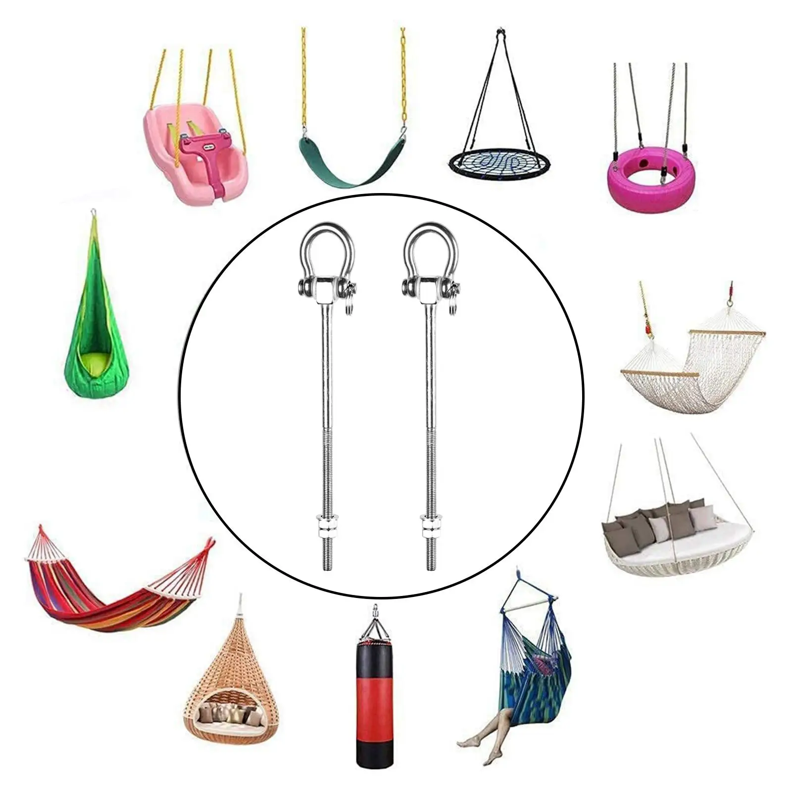 2x Heavy Duty Swing Hangers Rustproof Sandbag Hook Screw Bracket Swing Hook Hanger for Yoga Hammock Punching Bag Indoor Outdoor