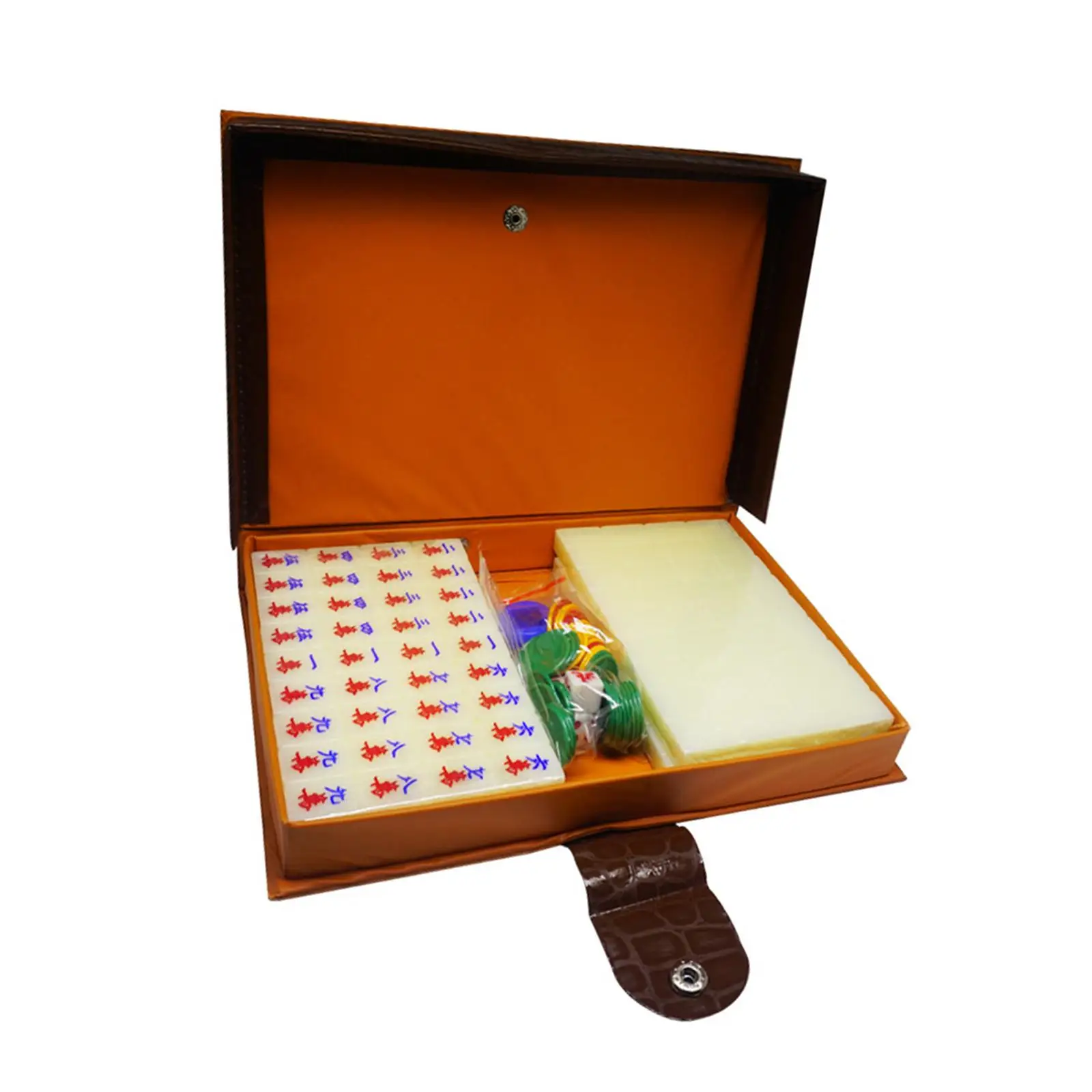 Mini Chinese Guangdong Mahjong Set with Carry Case Acrylic Easy to Read mAh Jongg for Game Nights Gatherings Leisure Party Home